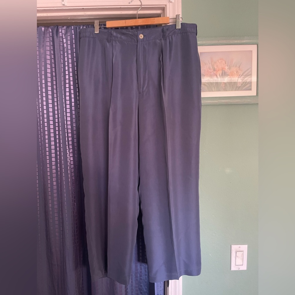 Burma Bibas M Silk Grey Blue Pants Vintage